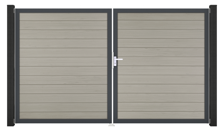 GroJa Solid Tor 2-flügelig 3000 x 1800 mm, Alu-Rahmen Anthrazit DB 703