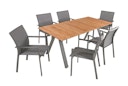 Vorschaubild Garden Pleasure Gartenmöbel Set DAVINA / RANA 04, Tisch 180 x 90 +  6 Stapelsessel, Aluminium / Teak / Kunststoffgewebe