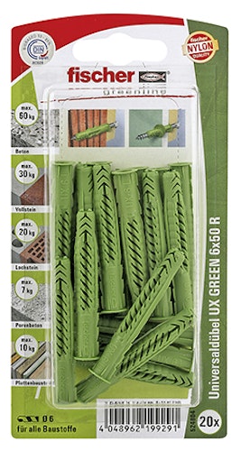 FISCHER Universaldübel UX 6x50 R GREEN K (20 Stück)