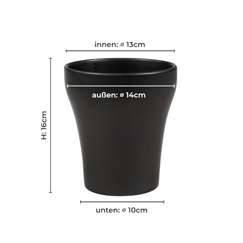 Wikholm form Design Pflanzgefäß / Blumentopf Keramik schwarz ⌀ 14 x H 16 cm