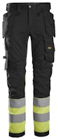 Snickers High-VIS, Stretchhose mit Holstertaschen, Warnschutzklasse 1