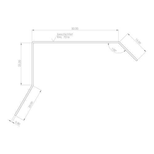 Blendenabdeckung für Gartenhäuser anthrazit (1 Stück, Typ 1c bis 50 mm Breite)