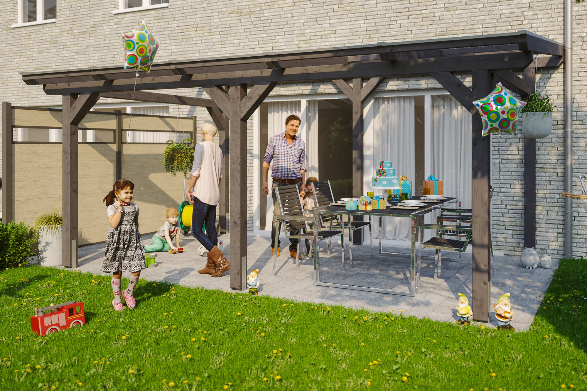 Skan Holz Siena aus Leimholz mit Mittelpfosten Breite 541 cm freistehende Terrassenüberdachung