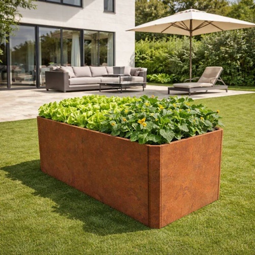 Premium Hochbeet aus Cortenstahl mit Rostpatina 160 x 80 x 75 cm