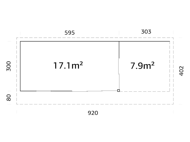 Palmako Gartenhaus Andrea 17,1+7,9 m² mit Schiebetür - 44 mm