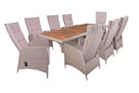 Vorschaubild Garden Pleasure Gartenmöbel Set BRAGA 02, Tisch 220 x 100 + 8 Sessel, Polyrattan / Akazie / Kissen 100 % Polyester