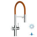 Vorschaubild 4 Wege Wasserhahn Küchenarmatur, FC, mit 360° schwenkbarem Auslauf, abnehmbare 2 strahl Handbrause, Verchromt / Orange