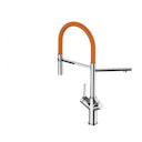 Vorschaubild 3 Wege Wasserhahn Küchenarmatur, BOD, mit 360° schwenkbarem Auslauf, abnehmbare 2 strahl Handbrause, Verchromt / Orange