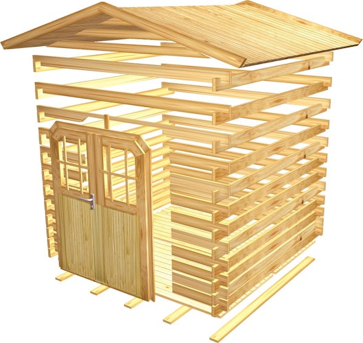 Karibu Woodfeeling Blockbohlenhaus Mittelwandhaus Lagor 1/2- 38 mm