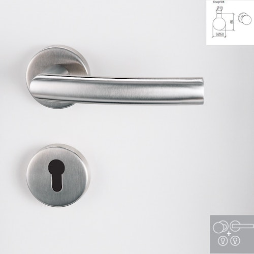 Griffwerk Wechselgarnitur LORITA K3-Edelstahl matt-Klipptechnik