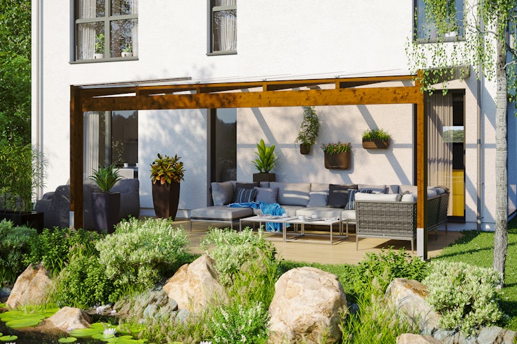 Skan Holz Terrassenüberdachung Novara Breite 557 cm