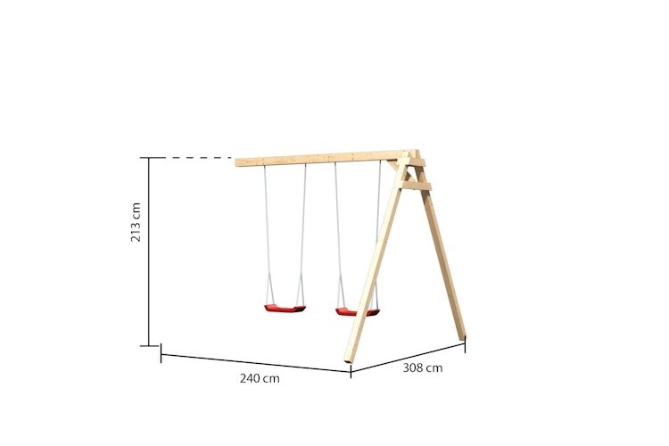 Akubi Kinderspielturm Ritterburg Löwenherz inkl. Doppelschaukelanbau, Anbauplattform und Kletterwand