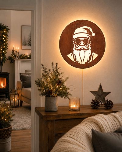 Badeko Wandbild ,,Schneemann-Sepp“ inkl. LED in Edelrostoptik