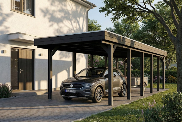 Skan Holz Friesland - Flachdach Carport aus Nadelholz Breite 320 cm