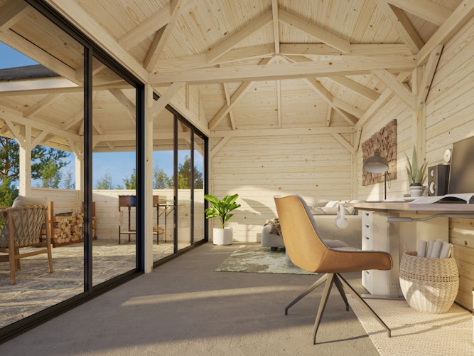 Palmako Pavillon Bianca 24,9 m² Set 523 Slide Plus mit Isolierglas-Schiebetüren