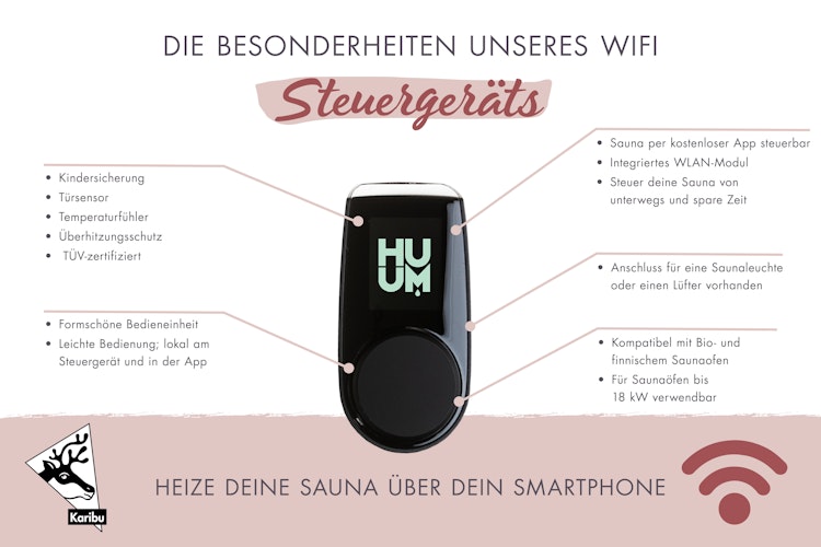Karibu 11 kW Saunaofen finnisch anthrazit inkl. Huum WLAN Steuergerät mit App-Steuerung