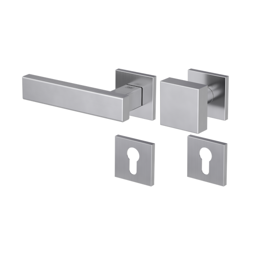Griffwerk Wechselgarnitur VAYA 200 CUBICO fast2fix Fast2Fix Rosetten eckig Knopf SQUARE Edelstahl matt L