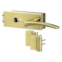 Vorschaubild Griffwerk Glastürbeschlag PURISTO S mit Griff MARISA PROF Profilzylinder Flüster 3-tlg. Bänder MARISA Messing-Optik