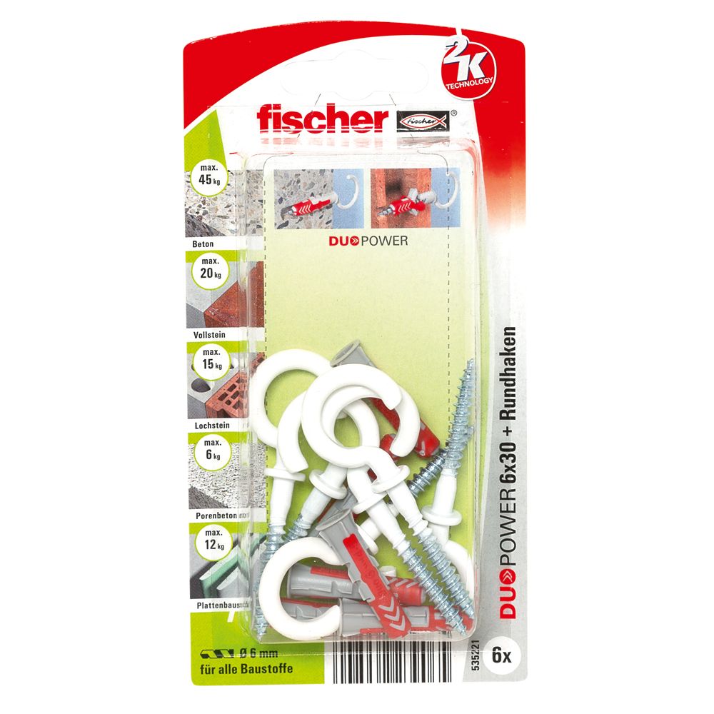 FISCHER Universaldübel Duopower 6x30 RH K (6 Stück)