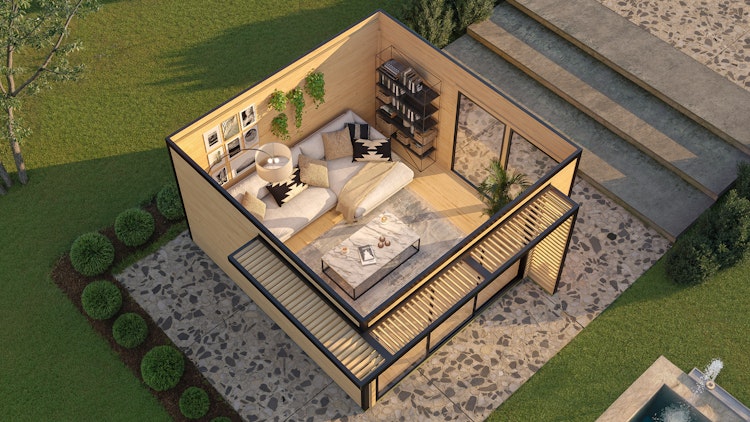 Weka Design Gartenhaus Pure Garden Amberley mit Aluminium-Schiebetür - 44 mm