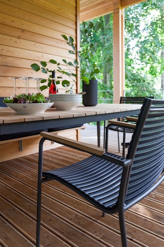 Cinas Stapelsessel MOOD Classic, Aluminium Anthrazit / Kunststoff-Lamellen Schwarz