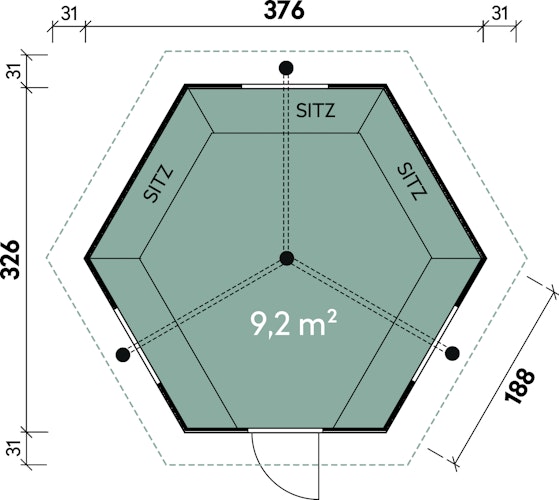 Wolff Finnhaus Grillkota 9 de luxe inkl. Grillanlage (B)