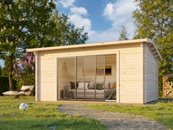 Palmako Gartenhaus Ines 13,7 m² Slide Plus mit Isolierglas-Schiebetür - 44 mm