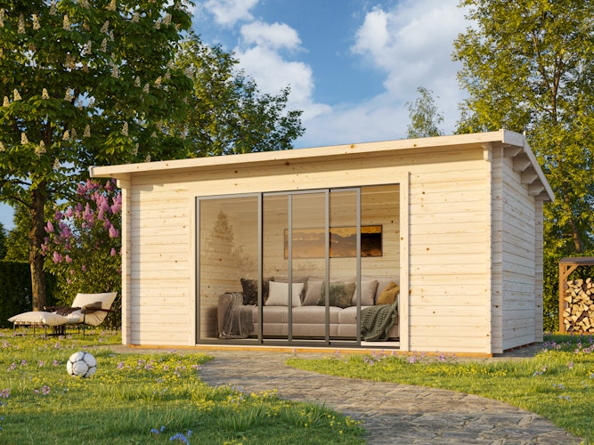 Palmako Gartenhaus Ines 13,7 m² Slide Plus mit Isolierglas-Schiebetür - 44 mm