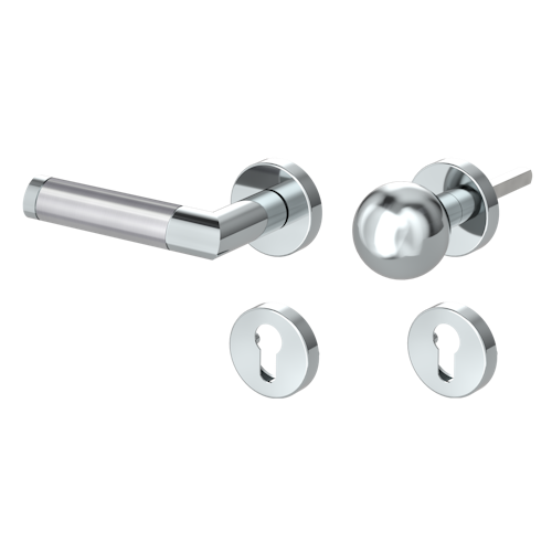 Griffwerk CHRISTINA Klipptechnik -Edelstahl poliert/matt Rosettengarnitur -Klippt. -Knopf R4 -WL -TS 40-45mm