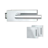 Griffwerk Glastürbeschlag PURISTO S mit Griff LOREDANA unverschließbar Flüster 3-tlg. Bänder LOREDANA Edelstahl poliert-matt