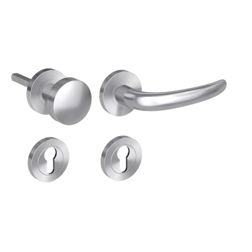 GRIFFWERK Wechselgarnitur ULMER GRIFF PROF Schraubtechnik FS Rosetten rund Knopf R2 Edelstahl matt R