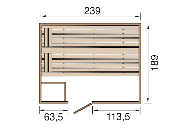Weka Sauna Valida Gr. 4 mit Glastür - Massivholzsauna 38 mm