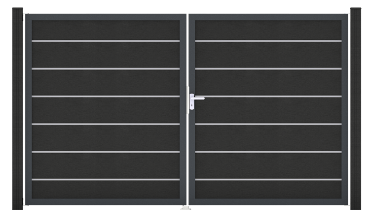 GroJa Solid Grande Premium Tor 2-flügelig 3000 x 1800 mm, Alu-Rahmen Anthrazit DB 703