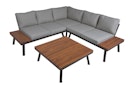 Vorschaubild Garden Pleasure Lounge Set THERESA, Stahl Anthrazit / Akazie / Kissen 100 % Polyester