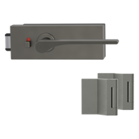 Griffwerk PURISTO S -Kaschmirgrau Ganzglastürbeschlagset -3-teiliger Bandsatz -mit Griff DESM LEAF LIGHT -EM -smart2lock