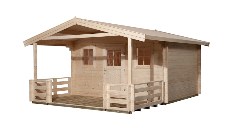 Weka 28 mm Gartenhaus 110 B mit Vordach + Terrasse (200 cm)