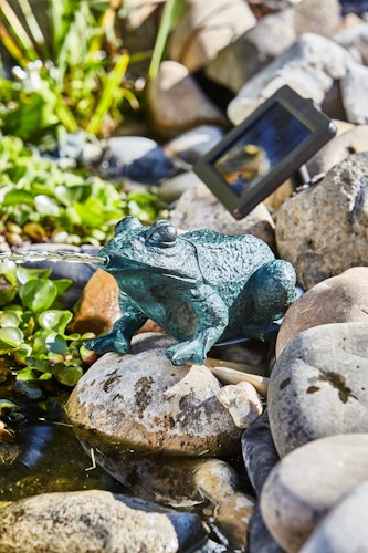 Heissner Teichfigur "Frosch" mit Teichpumpe 250 l/h, Solar