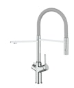 Vorschaubild 4 Wege Wasserhahn Küchenarmatur, BOD, mit 360° schwenkbarem Auslauf, abnehmbare 2 strahl Handbrause, Verchromt / Grau