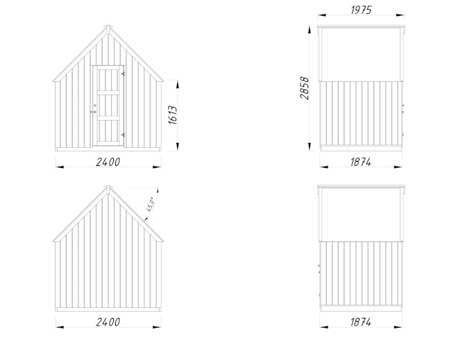 Palmako Gerätehaus Emilia 4,0 m² (dunkelgrau lackiert) - 18 mm