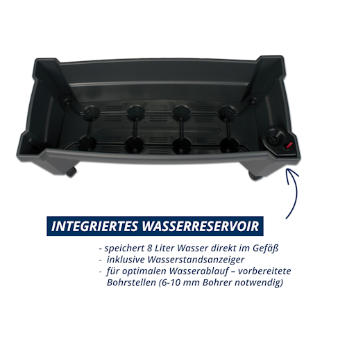 KHW Calypso Pflanzkasten auf Rollen mit Bewässerungssystem + Spalier