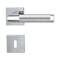 Griffwerk CHRISTINA QUATTRO Klipptechnik -Edelstahl poliert/matt  Rosettengarnitur eckig -Klippt. -BB -TS 40-45mm