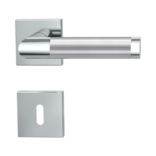 Griffwerk CHRISTINA QUATTRO Klipptechnik -Edelstahl poliert/matt  Rosettengarnitur eckig -Klippt. -BB -TS 40-45mm