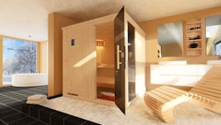 Weka Sauna Halmstad 2 mit Glastür + Fenster und Fronteinstieg - 68 mm