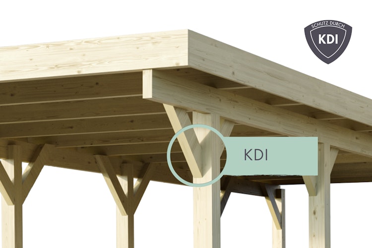 Karibu Doppelcarport Eco 2 mit integriertem Abstellraum mittel - kesseldruckimprägniert
