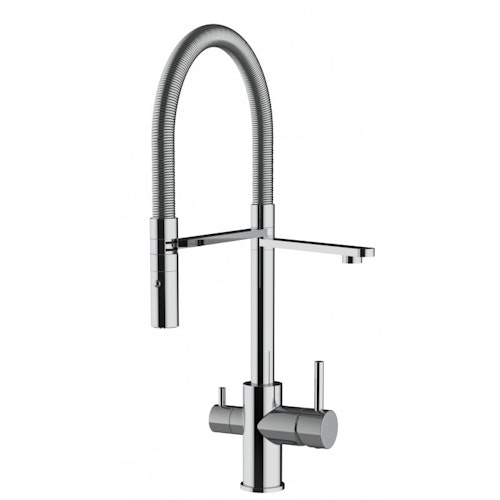 3 Wege Wasserhahn Küchenarmatur, FL, mit 360° schwenkbarem Auslauf, abnehmbare 2 strahl Handbrause, Verchromt