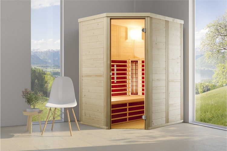 Infraworld Infrarotkabine TrioSol Natura 148 Ecke inkl. 5-teiligem gratis Zubehörset