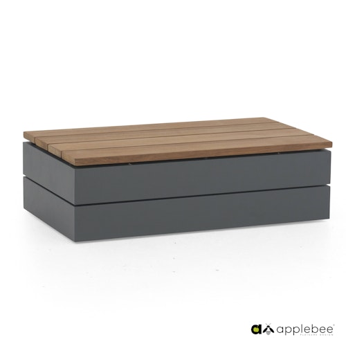 Apple Bee Lounge MIX & MATCH Beistelltisch 72 x 40 x 21 cm, Aluminium Anthrazit / Teak Natural - Auslaufartikel