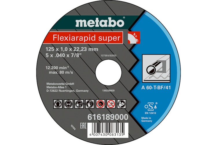 Metabo Flexiarapid super 125x1,0x22,23 StahlTrennscheibegerade Ausführung