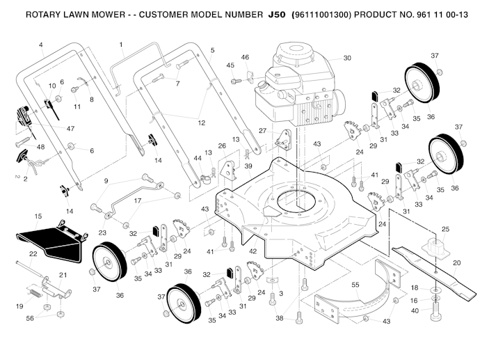 Husqvarna Rasenmäher gelegentliche Nutzung 96111001300 J 50