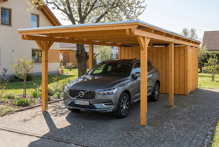 Skan Holz Emsland - Flachdach Carport aus Leimholz Breite 340 cm